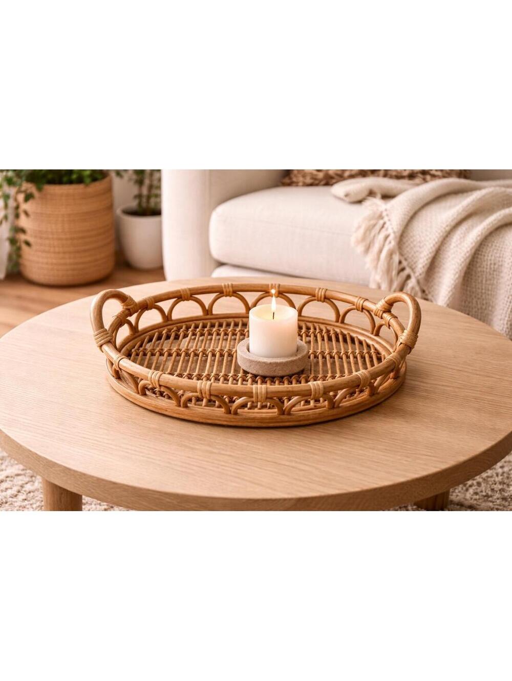 Vintage Boho Bamboo/Rattan Tray